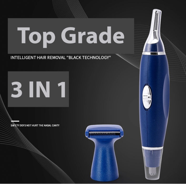 Electric Ear Beard Nose Hair Trimmer Eyebrow Mustache Remover Shaver Clipper New - Blue - 5