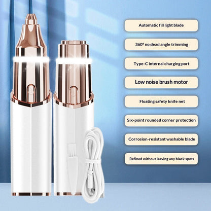 2-in-1 Electric Eyebrow Trimmer Lady Shaver - Pearl White