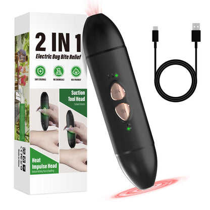 2-in-1 Electric Insect Bite Fever Suction Bite Toxin Anti-itching Instrument - Black