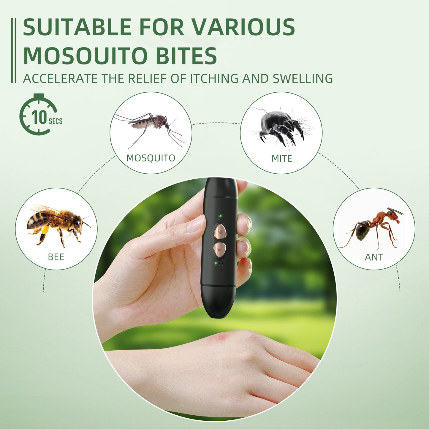 2-in-1 Electric Insect Bite Fever Suction Bite Toxin Anti-itching Instrument - Black