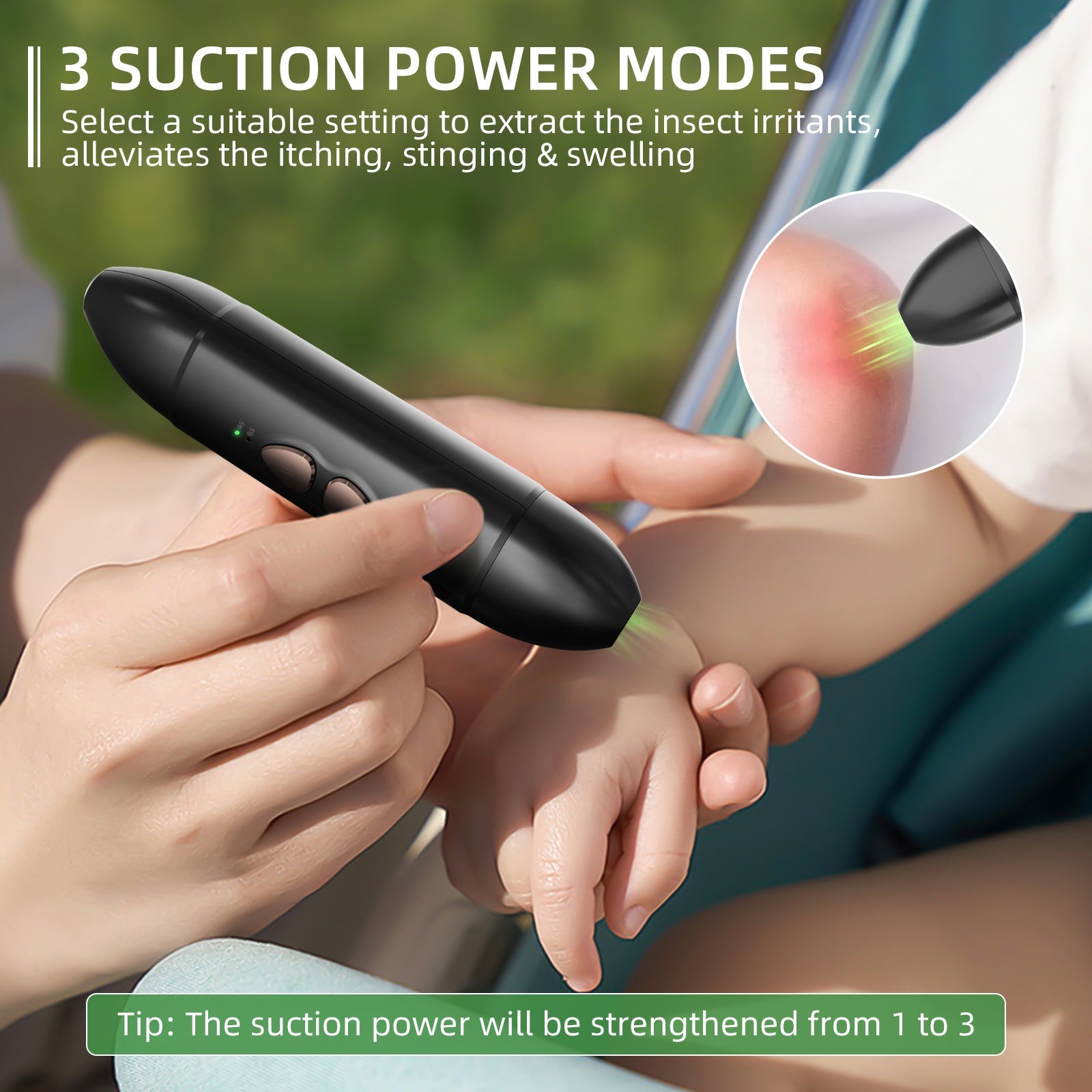 2-in-1 Electric Insect Bite Fever Suction Bite Toxin Anti-itching Instrument - Black