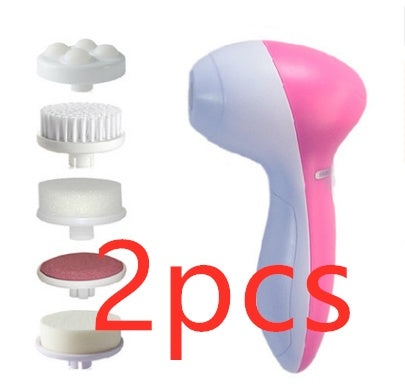 5 in 1 Electric Facial Cleansing Instrument - Pink 2pcs