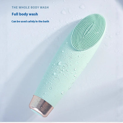 7-speed Rechargeable Silicone Automatic Deep Cleaning Electric Facial Cleaner - Green