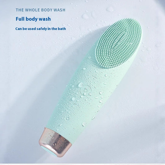 7-speed Rechargeable Silicone Automatic Deep Cleaning Electric Facial Cleaner - Green