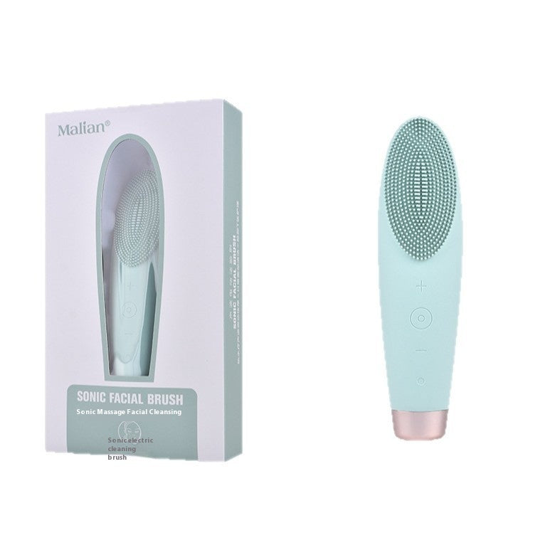 7-speed Rechargeable Silicone Automatic Deep Cleaning Electric Facial Cleaner - Green