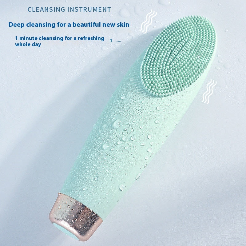 7-speed Rechargeable Silicone Automatic Deep Cleaning Electric Facial Cleaner - Green