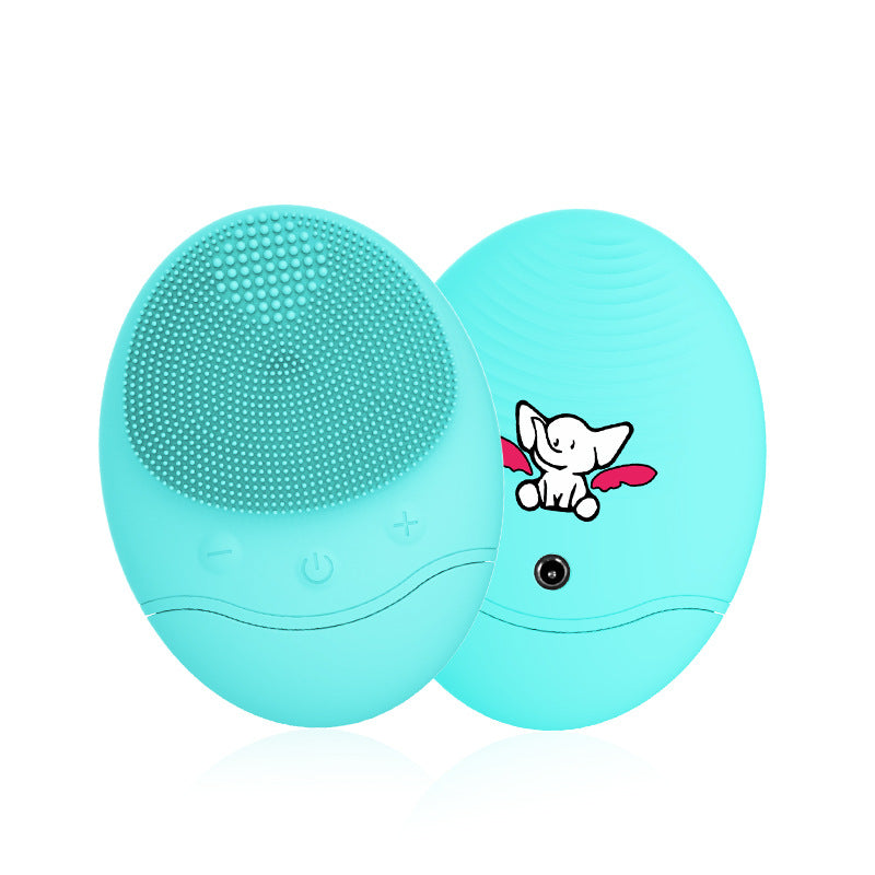Electric Bamboo Charcoal Silicone Cleansing Instrument - Elephant blue