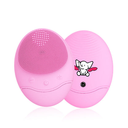 Electric Bamboo Charcoal Silicone Cleansing Instrument - Elephant Pink