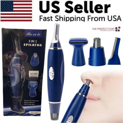 Electric Ear Beard Nose Hair Trimmer Eyebrow Mustache Remover Shaver Clipper New - Blue - 5