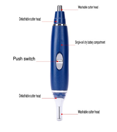 Electric Ear Beard Nose Hair Trimmer Eyebrow Mustache Remover Shaver Clipper New - Blue - 5
