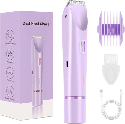 Electric Epilator Womens Dual-Head Hair Remover - Purple - 4