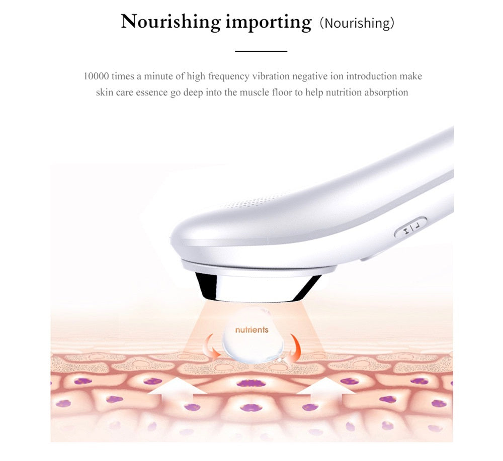 Electric Ultrasonic Facial Beauty Device - White