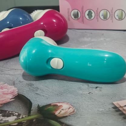 Five-in-one Facial Cleaner Electric Face Washing Beauty Instrument - Green Opp Bag