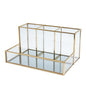 Glass Makeup Organizer Bathroom Cosmetic Organizer With Golden - copper
