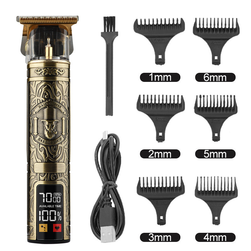 Hair Clipper Electric Electrical Hair Cutter Retro Oil Head Engraving - Bronze Gentleman