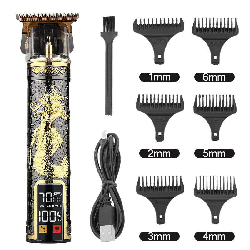Hair Clipper Electric Electrical Hair Cutter Retro Oil Head Engraving - Black Gold Medusa