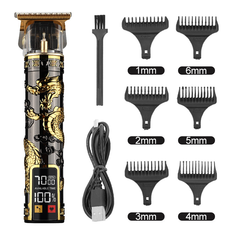 Hair Clipper Electric Electrical Hair Cutter Retro Oil Head Engraving - Black Gold Xianglong
