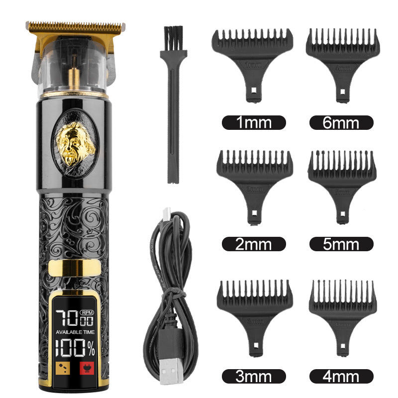 Hair Clipper Electric Electrical Hair Cutter Retro Oil Head Engraving - Black Gold Big Head Old Man