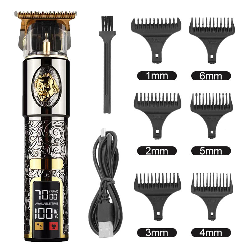 Hair Clipper Electric Electrical Hair Cutter Retro Oil Head Engraving - Gun Color Big Head Old Man