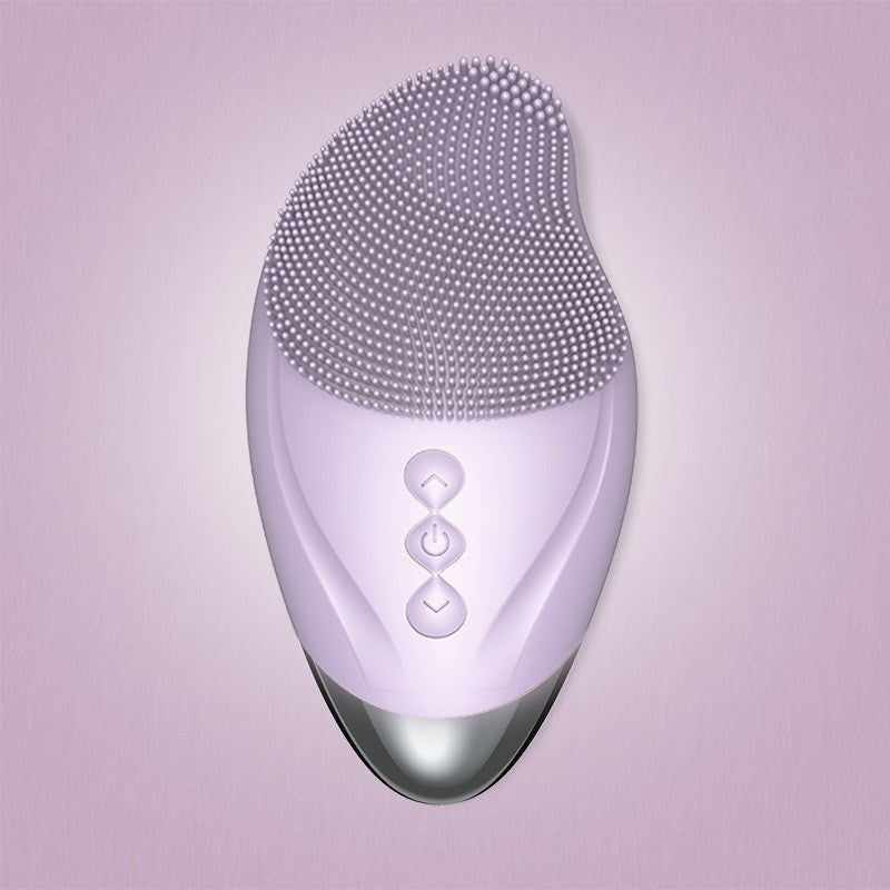 Heated electric silicone cleansing instrument - Purple