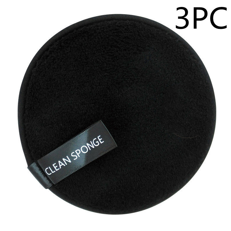 Magic Lazy Water Makeup Remover Powder Puff Short Hair Round Face Wash Makeup Remover Sponge - Black round 3PC