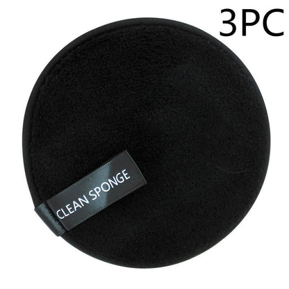 Magic Lazy Water Makeup Remover Powder Puff Short Hair Round Face Wash Makeup Remover Sponge - Black round 3PC