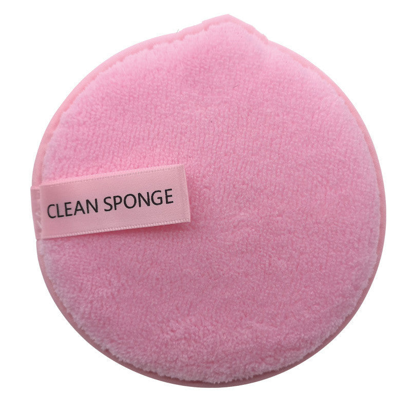 Magic Lazy Water Makeup Remover Powder Puff Short Hair Round Face Wash Makeup Remover Sponge - Pink edge