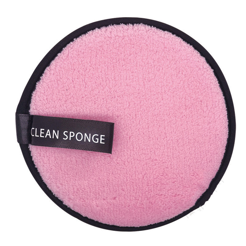 Magic Lazy Water Makeup Remover Powder Puff Short Hair Round Face Wash Makeup Remover Sponge - Pink round