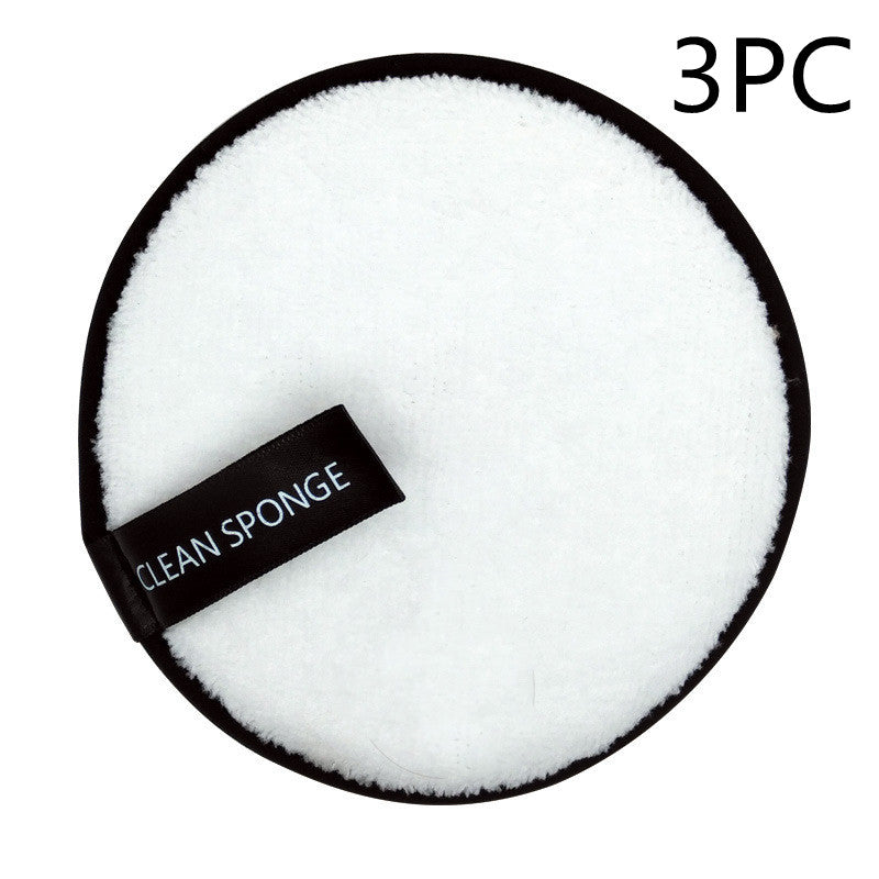 Magic Lazy Water Makeup Remover Powder Puff Short Hair Round Face Wash Makeup Remover Sponge - White round 3PC