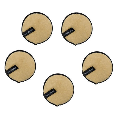 Magic Lazy Water Makeup Remover Powder Puff Short Hair Round Face Wash Makeup Remover Sponge - Light coffee roun 5pcs
