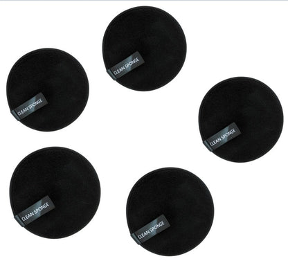 Magic Lazy Water Makeup Remover Powder Puff Short Hair Round Face Wash Makeup Remover Sponge - Black round 5pcs