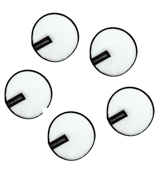 Magic Lazy Water Makeup Remover Powder Puff Short Hair Round Face Wash Makeup Remover Sponge - White round 5pcs