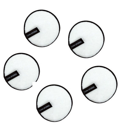 Magic Lazy Water Makeup Remover Powder Puff Short Hair Round Face Wash Makeup Remover Sponge - White round 5pcs