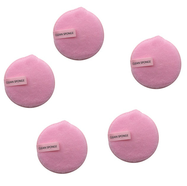 Magic Lazy Water Makeup Remover Powder Puff Short Hair Round Face Wash Makeup Remover Sponge - Pink edge 5pcs
