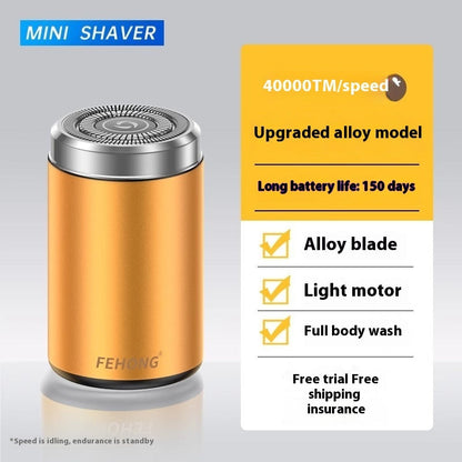 Mini Fully Washable Super Clean Portable Blade Men’s Electric Shaver - Gold Battery Life 150 Days