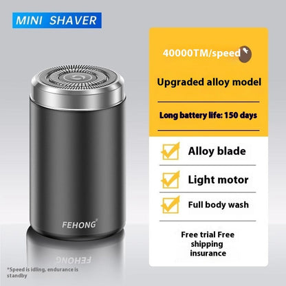 Mini Fully Washable Super Clean Portable Blade Men’s Electric Shaver - Black Battery Life 150 Days