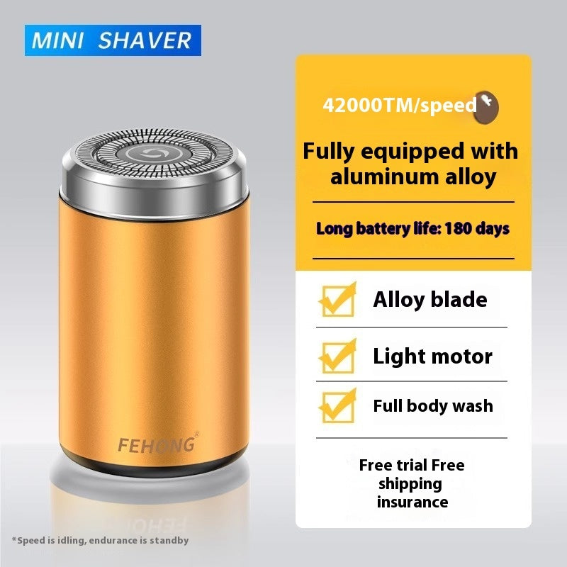 Mini Fully Washable Super Clean Portable Blade Men’s Electric Shaver - Gold Battery Life 180 Days