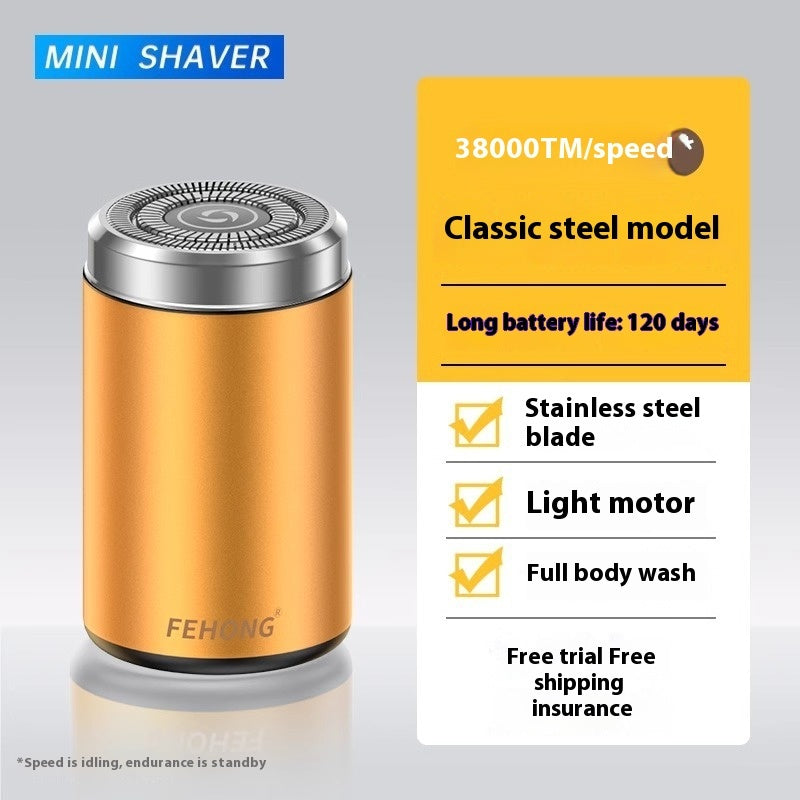 Mini Fully Washable Super Clean Portable Blade Men’s Electric Shaver - Gold Battery Life 120 Days