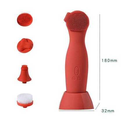 Multifunctional Electric Silicone Cleansing Instrument - Orange / USB