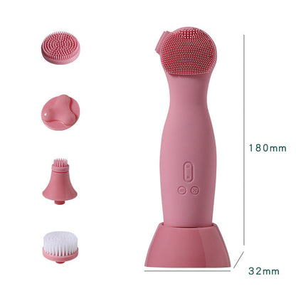 Multifunctional Electric Silicone Cleansing Instrument - Pink / USB