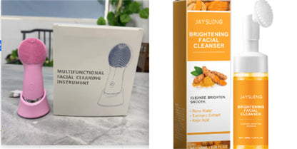 Silicone Face Cleansing Brush Facial Cleansing Brush Electric Facial Brush Vibration Heating - Set1