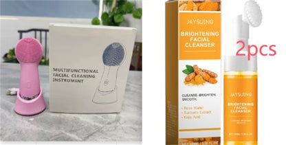 Silicone Face Cleansing Brush Facial Cleansing Brush Electric Facial Brush Vibration Heating - Set2