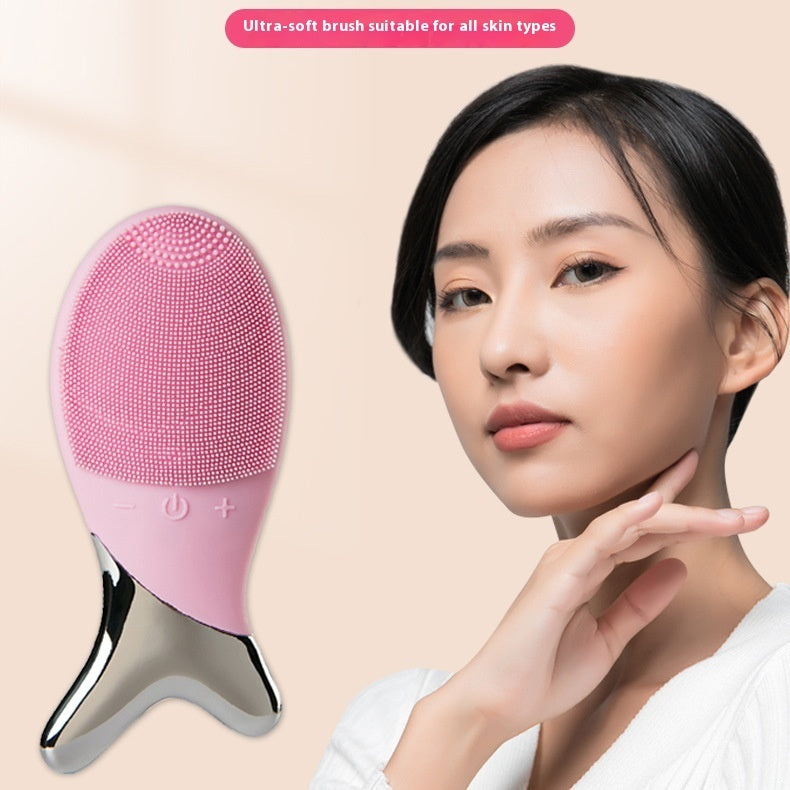 Silicone Gel Cleansing System Electric Facial Nstrument Cleaning Brush Pores Inductive Therapeutical Instrument