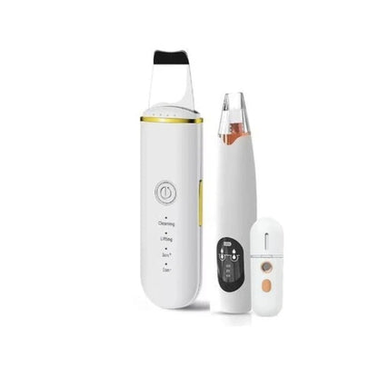The New Ultrasonic Facial Cleanser Peeling Machine Removes Facial Blackheads - White 3pieces set
