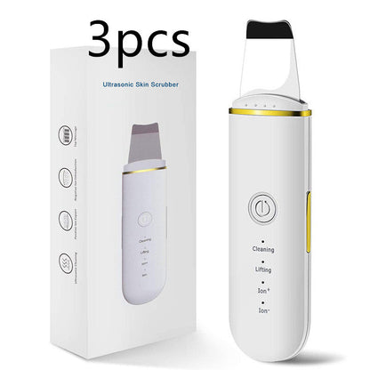 The New Ultrasonic Facial Cleanser Peeling Machine Removes Facial Blackheads - White 3pcs