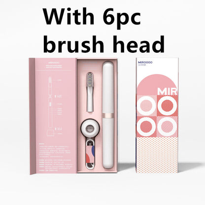 Travel Portable Electric Toothbrush - Pink with 6pc brush head / USB