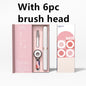 Travel Portable Electric Toothbrush - Pink with 6pc brush head / USB