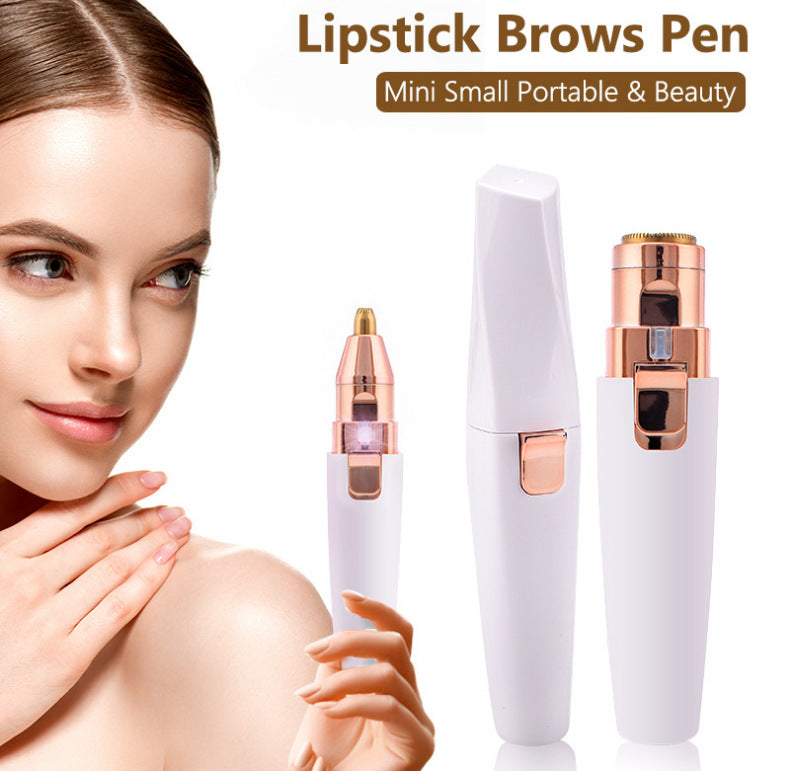 USB Charging Lipstick Shaver 2 In 1 Mini Electric Eyebrow Trimmer Facial Shaver Hair Removal Instrument - USB