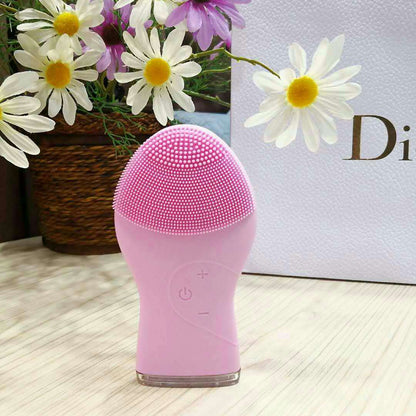 Waterproof silicone facial cleanser factory straight - Pink english